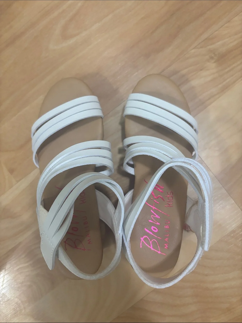 White Strappy Cork Wedge Sandals Girls